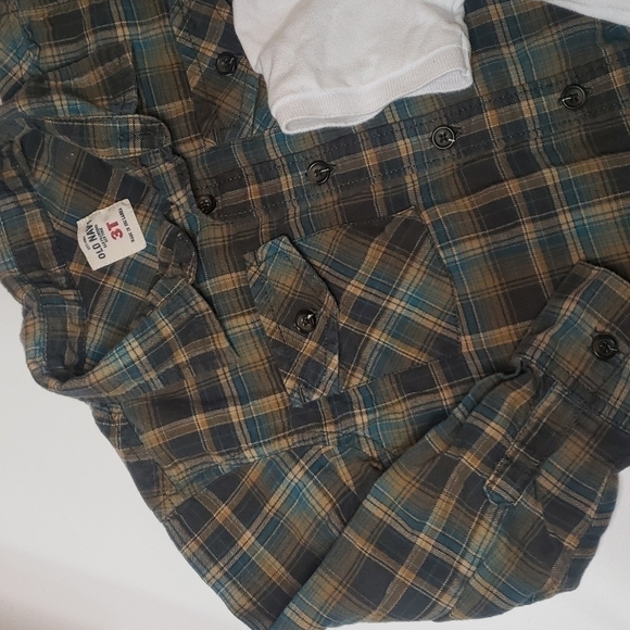 5/$30 OLD NAVY Plaid Long Sleeve + CP Short Sleeve Polo Both 100% Cotton - Picture 2 of 5